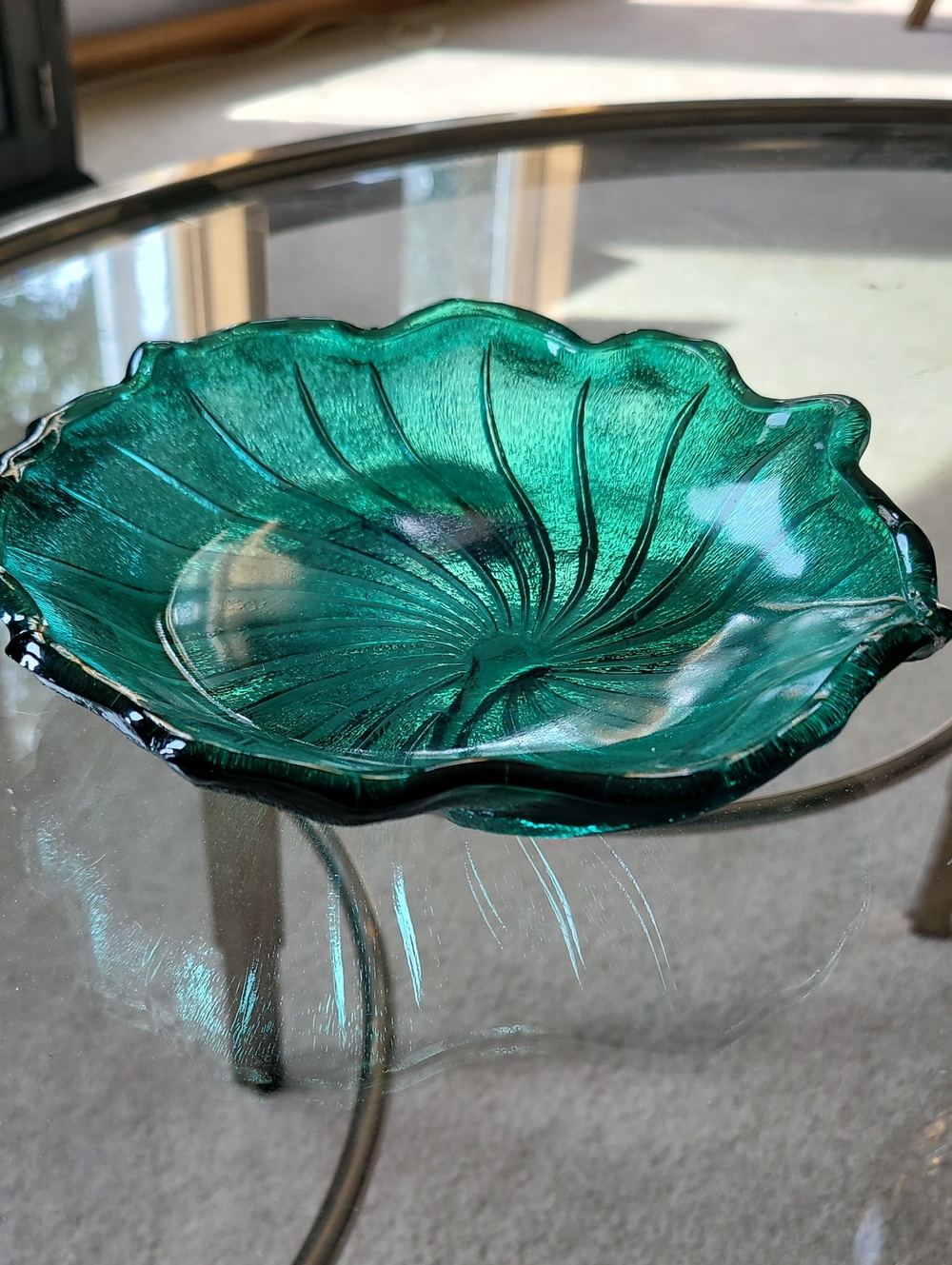 Indiana Glass Lily Pons, 1934 Teal Green Candy Serving Dish, Depression Glass